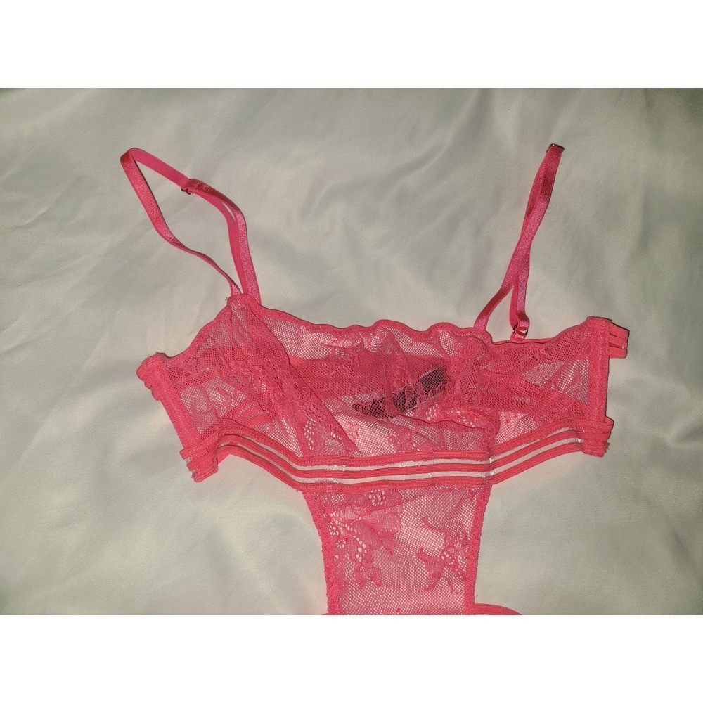Victoria's Secret Pink Lace Cutout Teddy Bodysuit Sheer - Picture 8 of 16